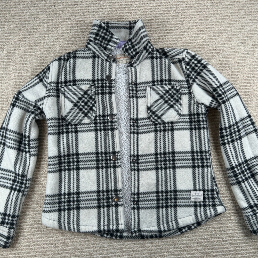 Weatherproof‎ Vintage Kids S Sherpa Lined Fleece Shirt Jacket White Black Plaid - Picture 4 of 11
